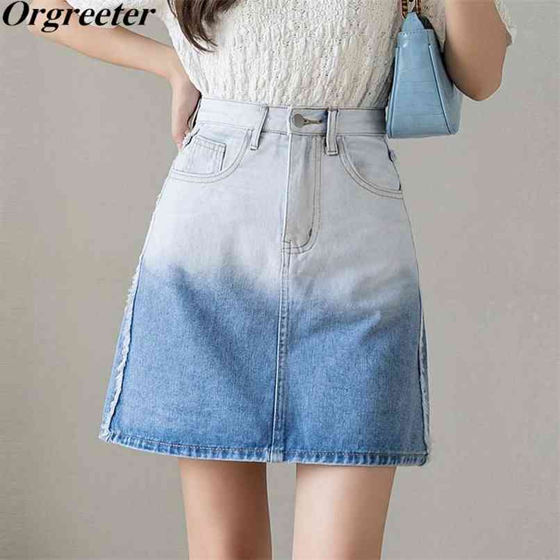 Gradient Blue Thin Denim Mini Skirt Female Summer High waist Side Tassel Bodycon A-line Cowboy Skirts Women' 210602
Gradient Blue Thin Denim Mini Skirt Female Summer High waist Side Tassel Bodycon A-line Cowboy Skirts Women' 210602