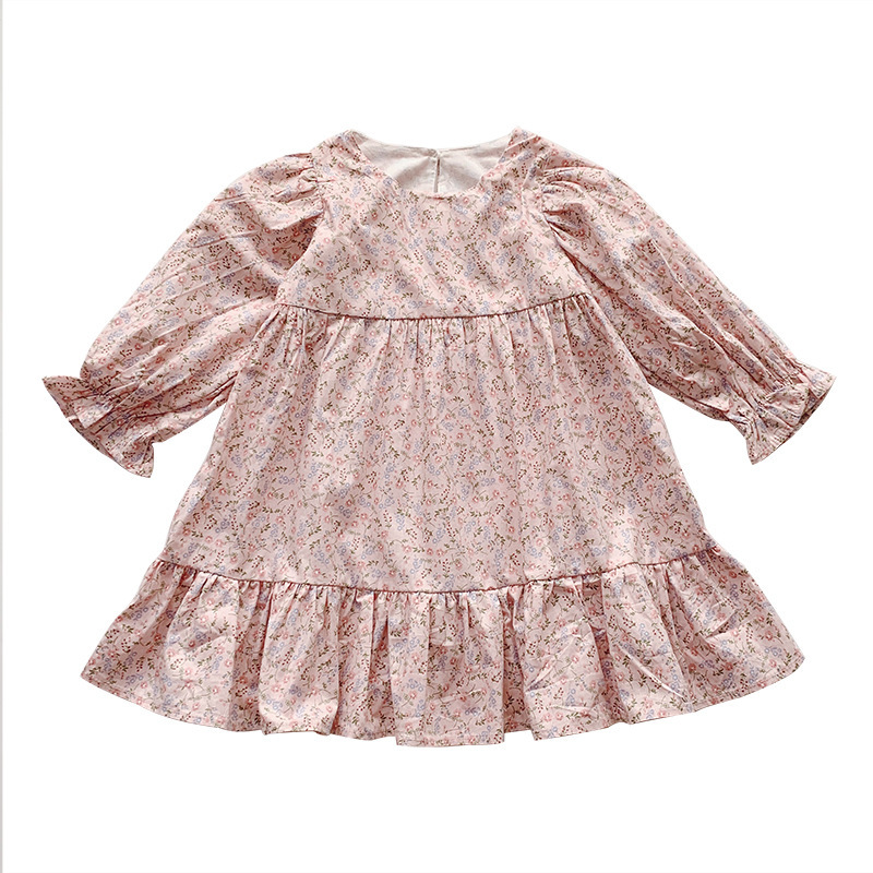 Dress girl autumn new style Korean floral long sleeve skirt princess skirt girl skirt fashion