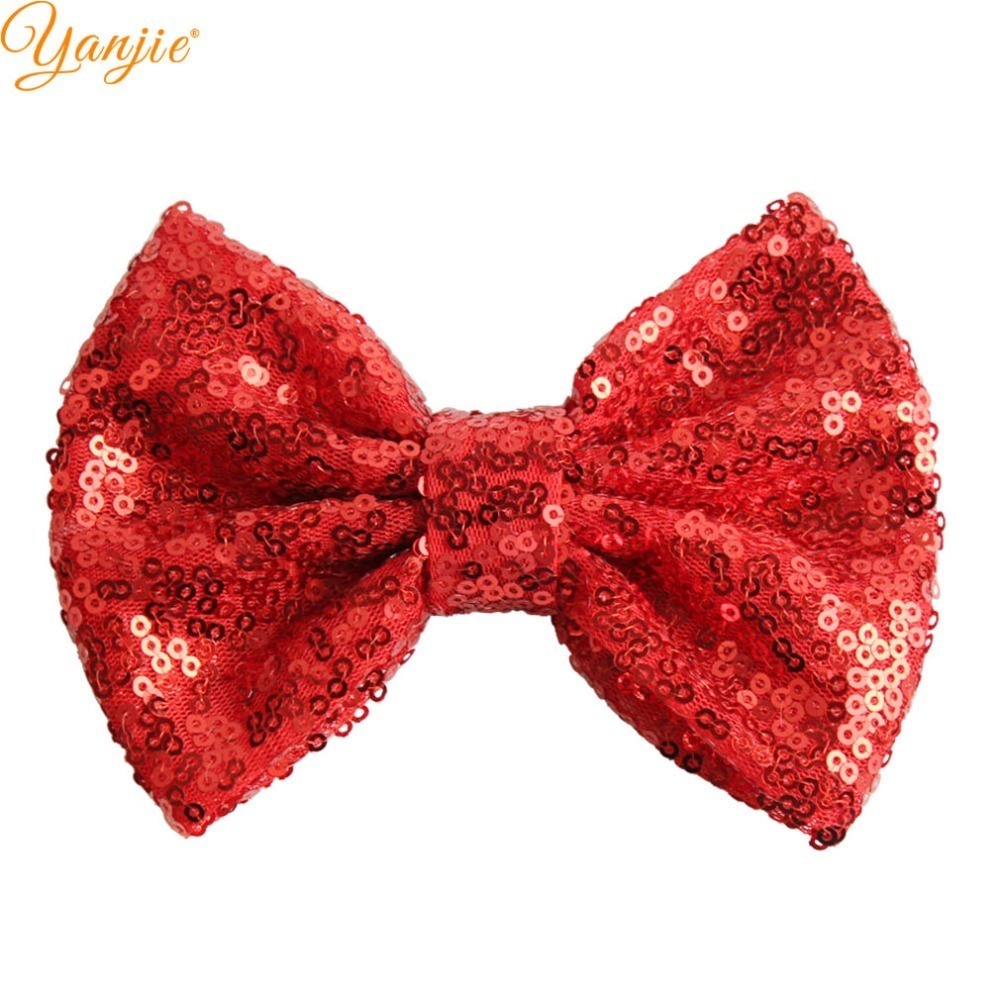 30pcs/lot 5" Knot Sequin WITHOUT Clips Girls Solid Glitter Bow For Kids DIY Headband Bands Hair Accessories LJ200903