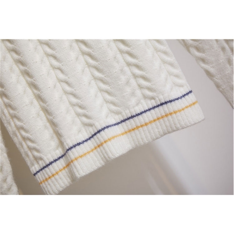 Fall Winter New Vneck Thread jacquard White Sweater and Plaid Woolen Mini Skirts 2 Piece set Women Twinset Girls Students Sets 201102