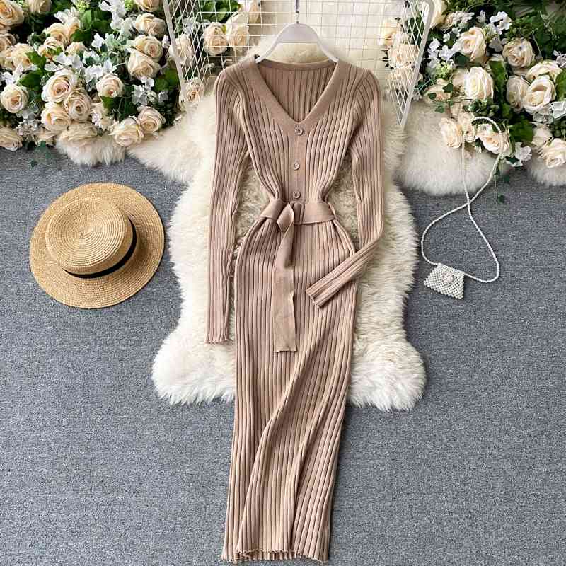 Sweater Dres Slim Sexy V Neck Bodycon es Spring Autumn Long Sleeve with Belt Midi Robe Vestidos 210602, Pink
Sweater Dres Slim Sexy V Neck Bodycon es Spring Autumn Long Sleeve with Belt Midi Robe Vestidos 210602, Pink