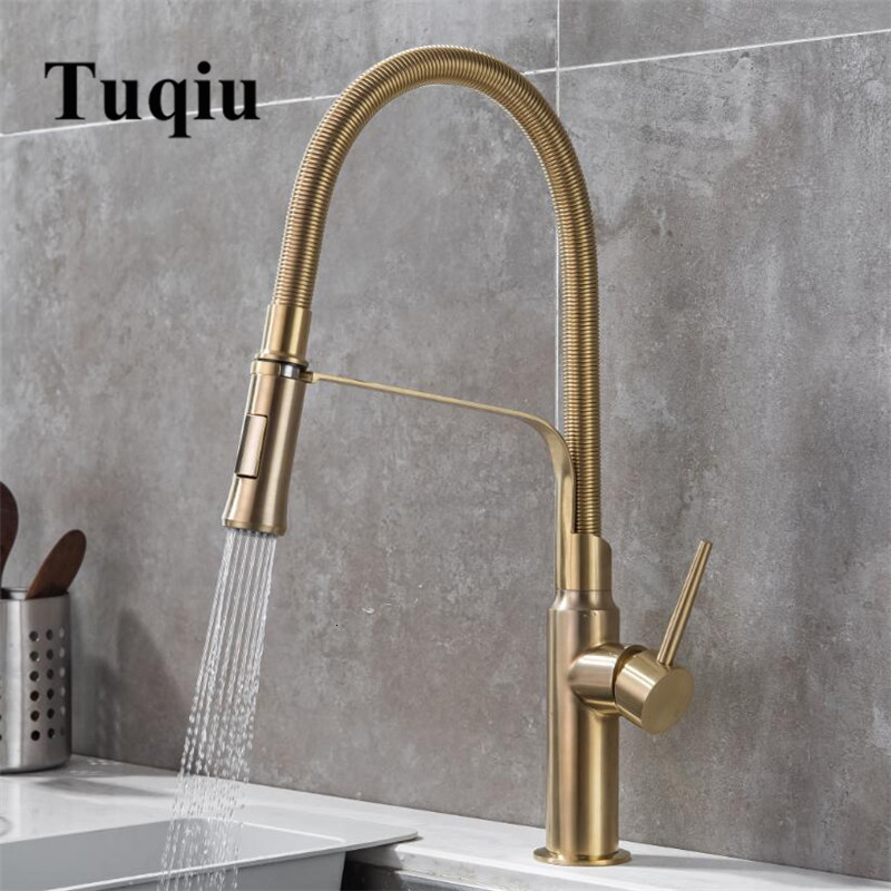 2021 New Brushed Gold Faucets for Kitchen Sink Single Lever Pull Out Spring Spout Mixers Tap Hot Cold Water Crane Ax7a
2021 New Brushed Gold Faucets for Kitchen Sink Single Lever Pull Out Spring Spout Mixers Tap Hot Cold Water Crane Ax7a