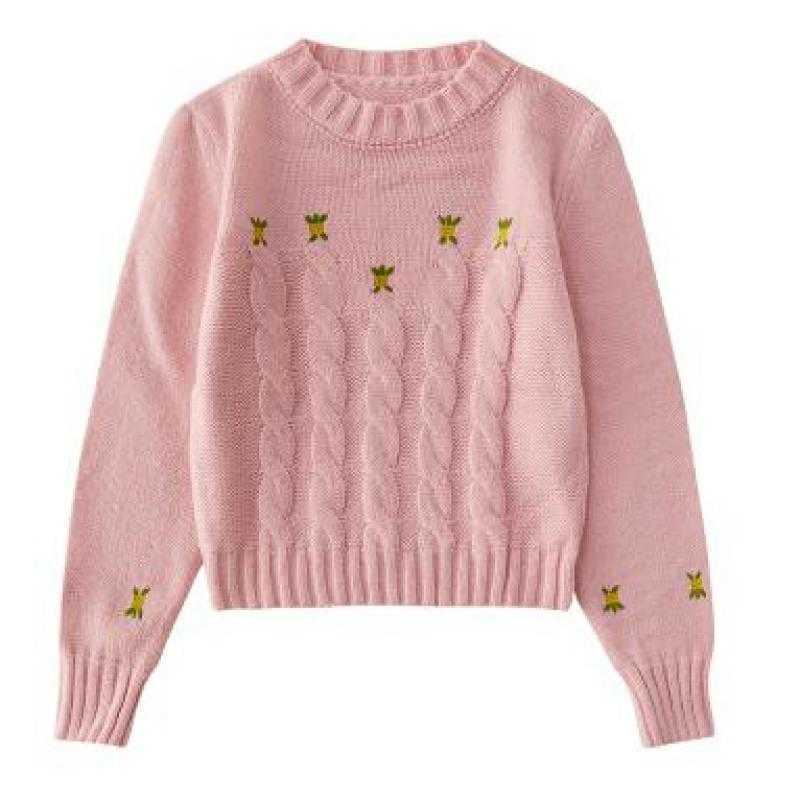 Yedinas Winter Sweater Women Long Sleeve Knitted s And Pullovers Korean Style Pink Knit Jumpers 210527