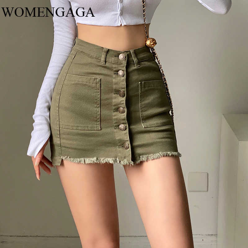 WOMENGAGA Girl Sexy Hip-covered Single-breasted High Waist Slimming Denim Mini Skirt Buttons Double Layer 1SCM 210603, Army green
WOMENGAGA Girl Sexy Hip-covered Single-breasted High Waist Slimming Denim Mini Skirt Buttons Double Layer 1SCM 210603, Army green