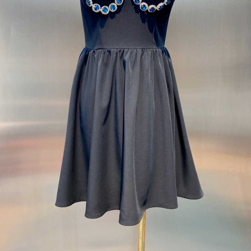 DEAT Women sling ruffles Dress square collar sleeveless Arrivals Lady Sexy temperament Fashion Spring Summer 11D965 210709