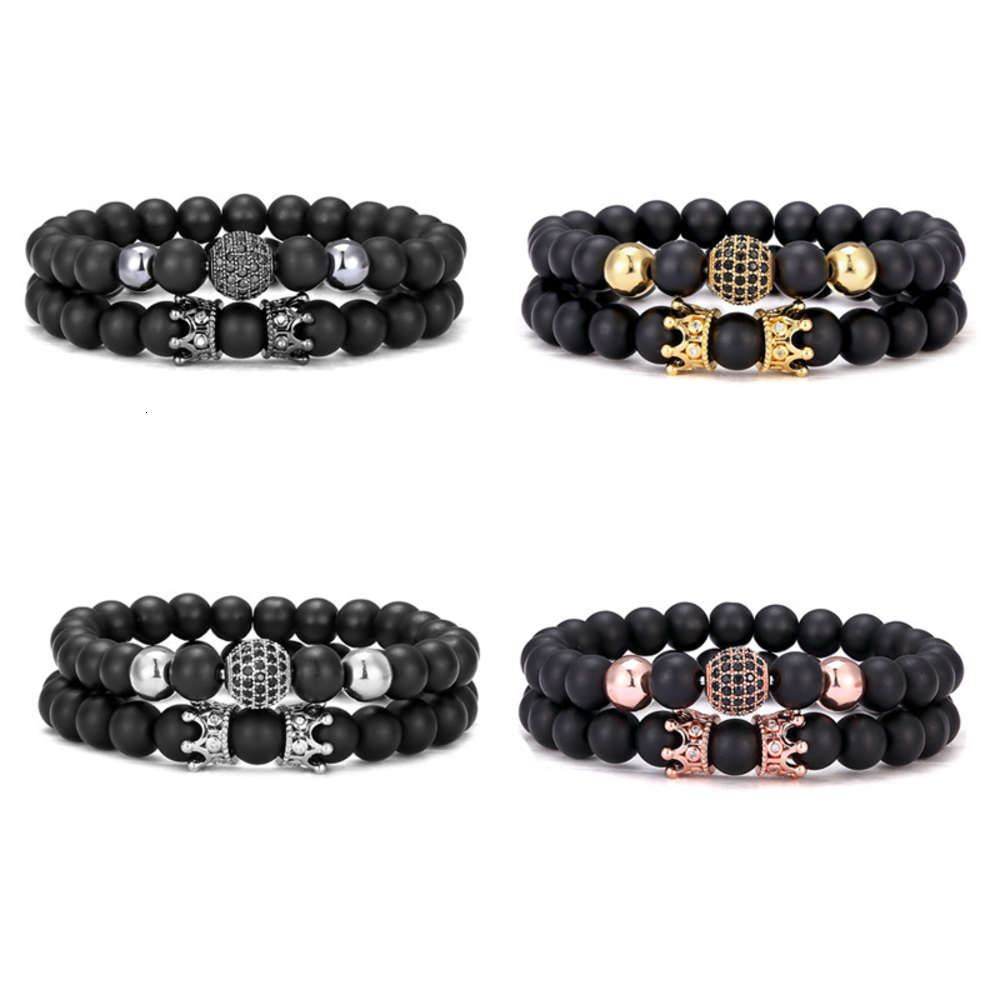 Double crown micro inlaid Zircon frosted natural stone Beaded set Bracelet, Golden;silver
Double crown micro inlaid Zircon frosted natural stone Beaded set Bracelet, Golden;silver