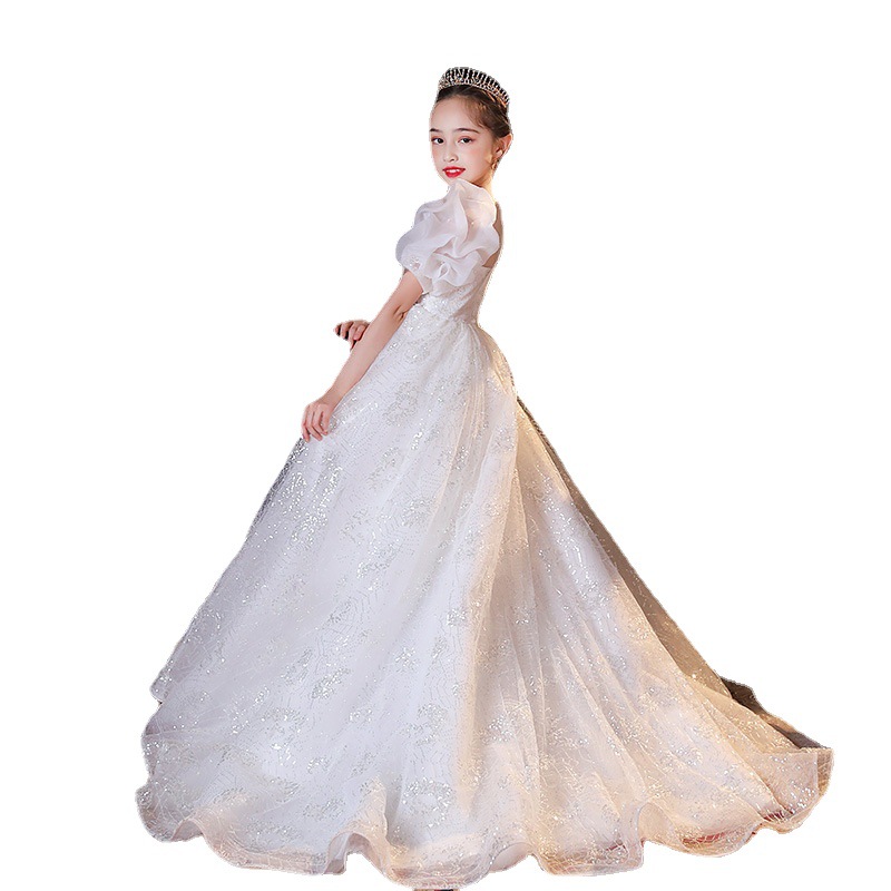 Puffy Girls Dresses 3D Wer V Neck Long Train Kids Teens Pageant Gowns Birthday Party Dress For Wedding Cooktail Gown 403 6660311