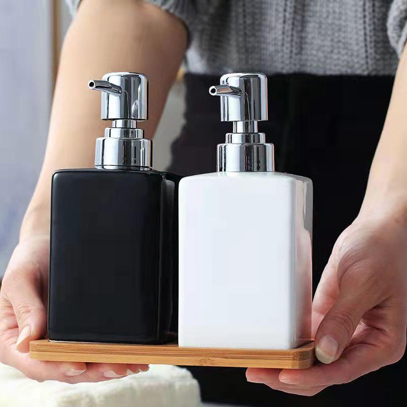 Liquid Soap Dispenser Ceramic Hand Washing Bottling With Wash Cup El Emulsion Bottle Wood Pad Tray Bathroom Accessories
Liquid Soap Dispenser Ceramic Hand Washing Bottling With Wash Cup El Emulsion Bottle Wood Pad Tray Bathroom Accessories
