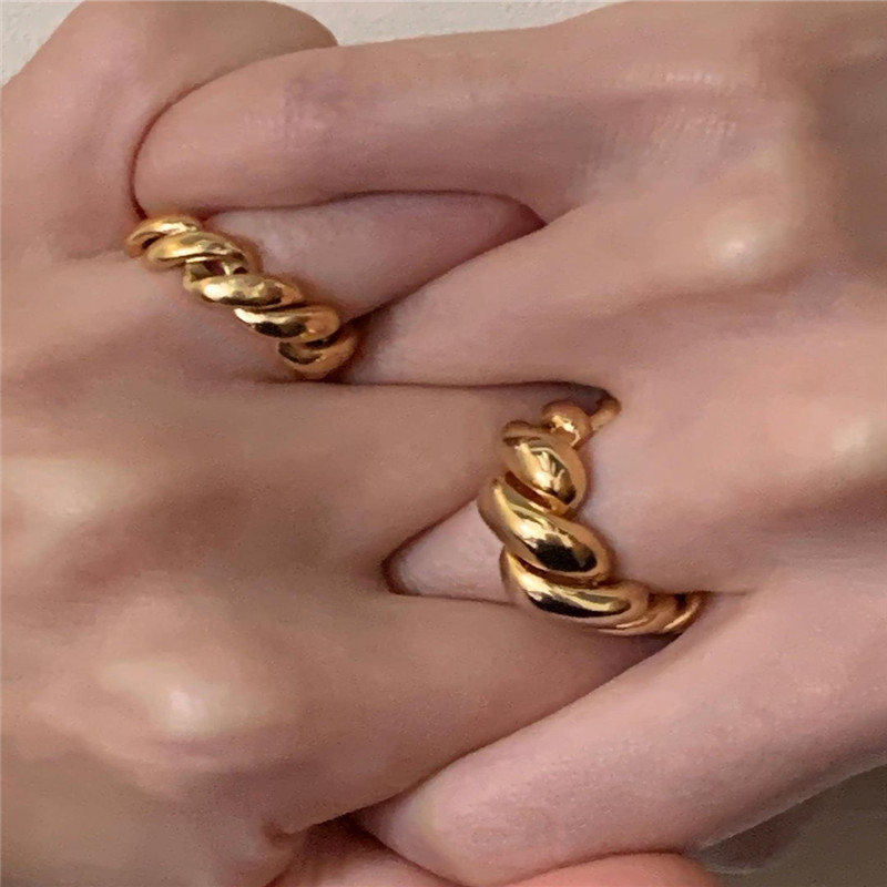 Authentic 925 Sterling Silver Open Rings for Women Adjustable Finger Rings Curved Wide Geometric Punk Ring Fine Jewelry