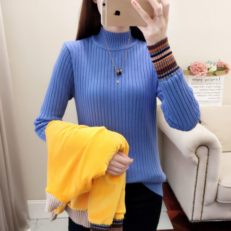 Winter High-quality Covering Yarn Knit Sweater For Women Thread Fabric Fashion Cuff Half Turtleneck Design Comfortable Fleece, White;black
Winter High-quality Covering Yarn Knit Sweater For Women Thread Fabric Fashion Cuff Half Turtleneck Design Comfortable Fleece, White;black