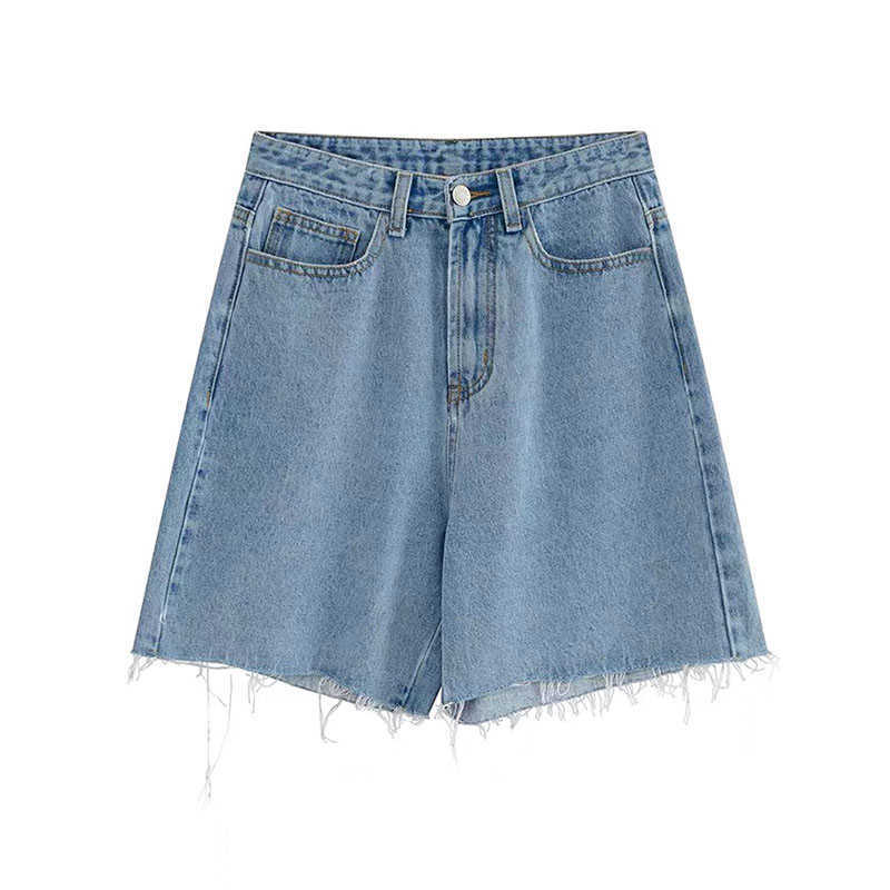 Genayooa Streetwear Blue Cotton Denim Shorts Jeans Korean Style Summer Half- Length Short Feminino High Waist Biker 210714
