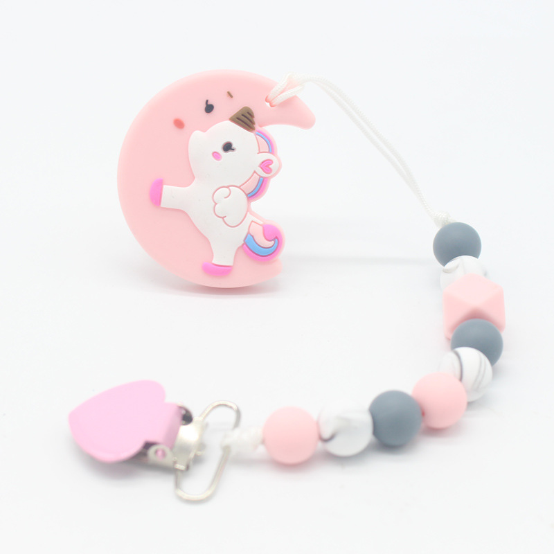 Baby silicone pacifier chain baby clench teeth grinding teeth chain comfort gum to prevent chain drop