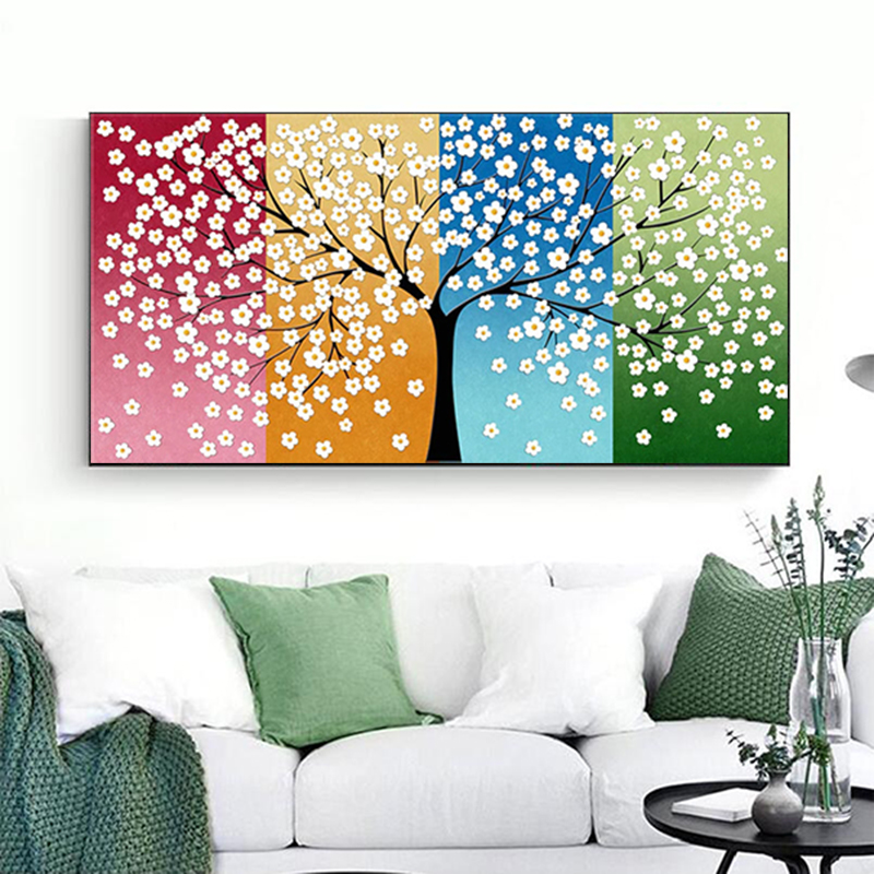 RELIABLI ART Abstract Seasons Tree Pictures Canvas Painting Wall Art For Living Room Modern Home Decoration Posters And Prints