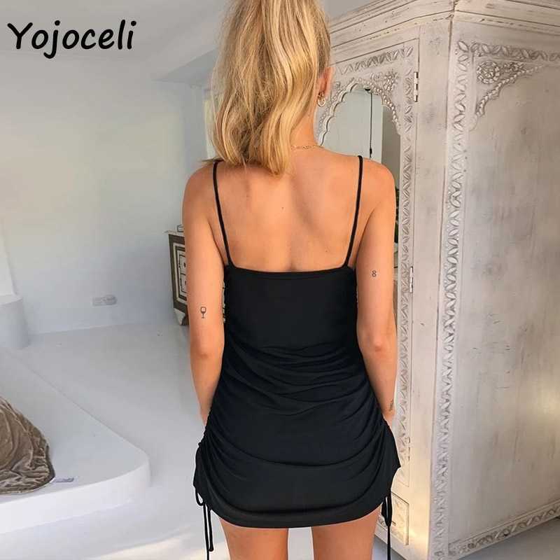 Yojoceli simple style sundres winter shirring mini female vestidos slip 210609