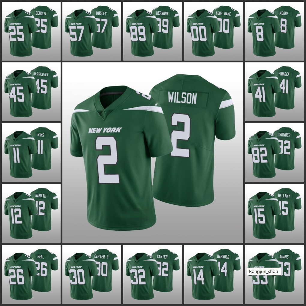 Stitched New York Men Women Youth Jet 8 Elijah Moore 2 Zach Wilson 12 Joe Namath 57 C.J. Mosley Custom Green Limited Jersey
Stitched New York Men Women Youth Jet 8 Elijah Moore 2 Zach Wilson 12 Joe Namath 57 C.J. Mosley Custom Green Limited Jersey