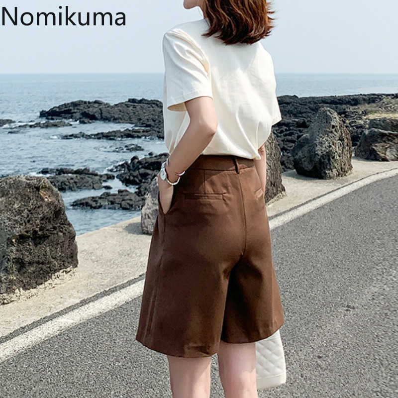 Nomikuma High Waist Shorts Women Solid Color Suit Short Pants Female Korean BF Style Streetwear Leisure Daily 3a764 210611