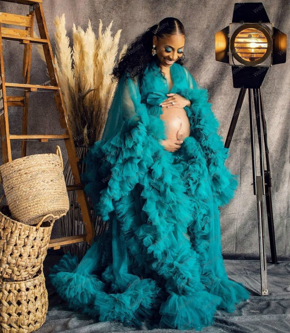 Sexy Bridal Tulle Maternity Sleepwear Wedding Anniversary Robes Pregnancy Lady Photography Dress Custom Made Long Sleeve Party Evening Gowns
Sexy Bridal Tulle Maternity Sleepwear Wedding Anniversary Robes Pregnancy Lady Photography Dress Custom Made Long Sleeve Party Evening Gowns