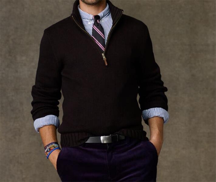 2021 new High Quality Winter Spring Men's polo small horse Stand Collar Zipper Thicken Sweater Knitwear Men's Button Flower Sweater Fashion 