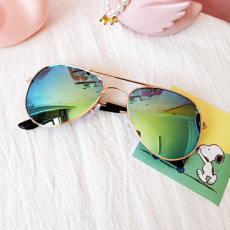 Classic Sunblock Sunglasses Girls Colorful Mirror Children Glasses Metal Frame Kids Travel Shopping Eyeglasses UV400 7 colors