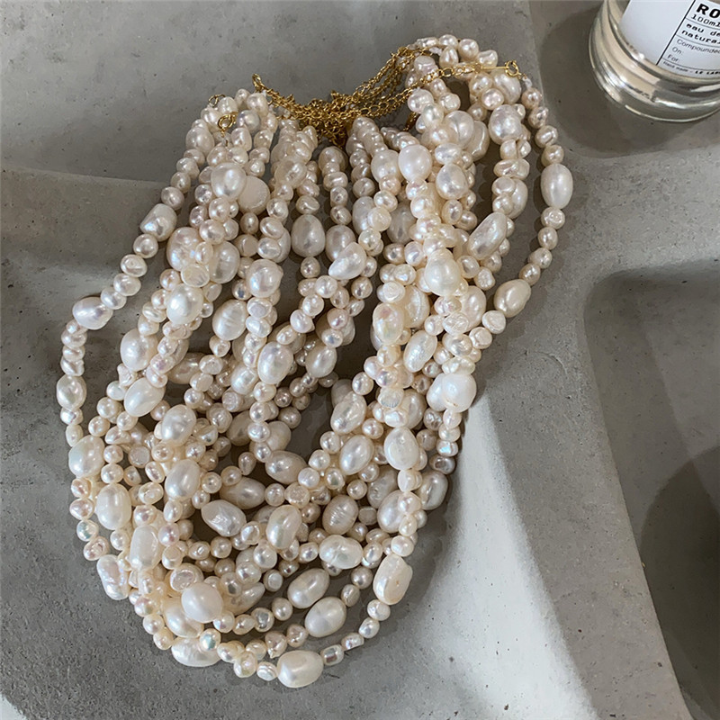 100% 925 Sterling Silver Mix Size Irregular Natural Freshwater Pearl Necklaces For Women Wedding Party Gifts Female Choker Neckace