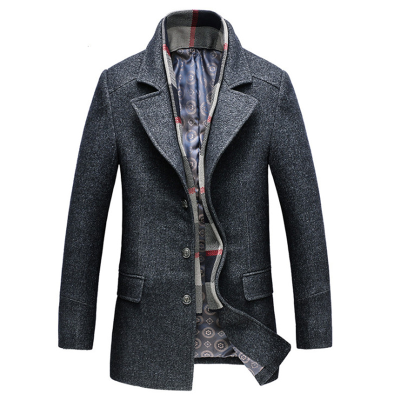 Winter Trench Coat Men Thick Wool & Blends Jacket Detachable Scarf Casual Mens Woolen Coat Grey Long Male Outerwear 2pcs, Coffee
Winter Trench Coat Men Thick Wool & Blends Jacket Detachable Scarf Casual Mens Woolen Coat Grey Long Male Outerwear 2pcs, Coffee