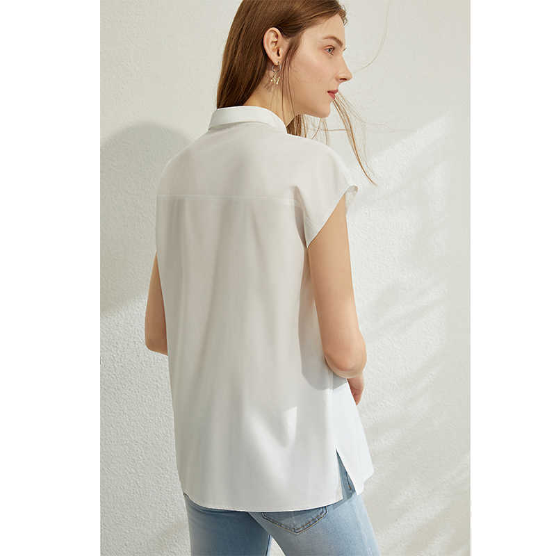 Minimalism Spring Summer Flower Embroidery Women Shirt Tops Caual Lapel Single-breasted Belt Female 12070219 210527
