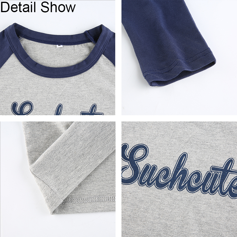 Panelled Cute Letter Print Cotton Y2k Aesthetic t shirt Women Harajuku O-Neck Long Sleeve Slim Crop Tops Tee Shirt feminina 210302