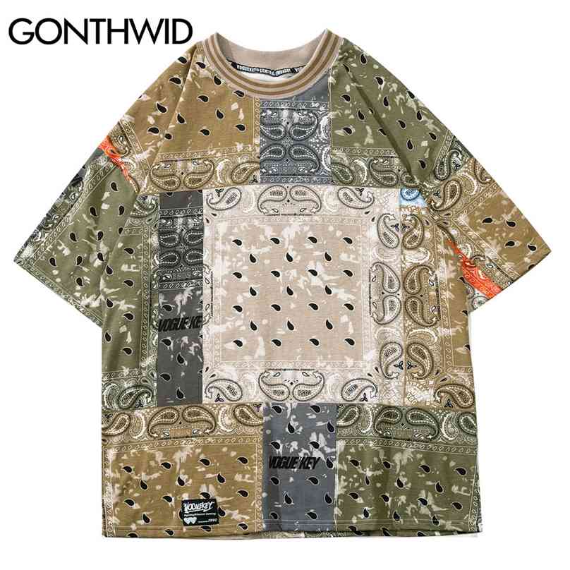 Tshirts Streetwear Hip Hop Bandana Paisley Pattern Print Color Block Tees Shirts Mens Harajuku Casual Cotton Loose Tops 210602, Pink
Tshirts Streetwear Hip Hop Bandana Paisley Pattern Print Color Block Tees Shirts Mens Harajuku Casual Cotton Loose Tops 210602, Pink