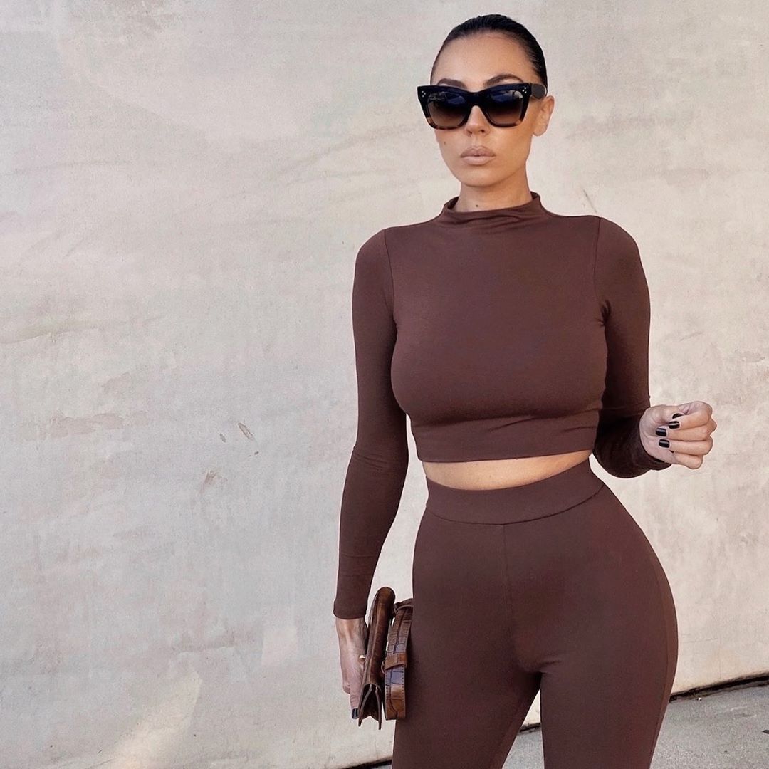 BOOFEENAA Sexy Two Piece Set Top and Pants Wholesale Clothing for Women Outfits Twinset Sports Tracksuit Loungewear C97-AF08 T200706