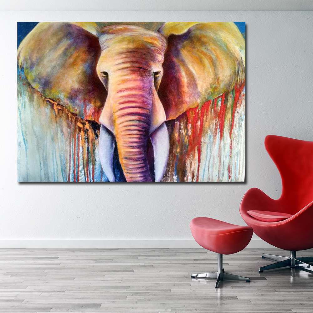 SELFLESSLY Abstract Fine Art Elephant Wall Art Print Canvas Painting Decoration For Living Room Decor Animal Picture Unframed