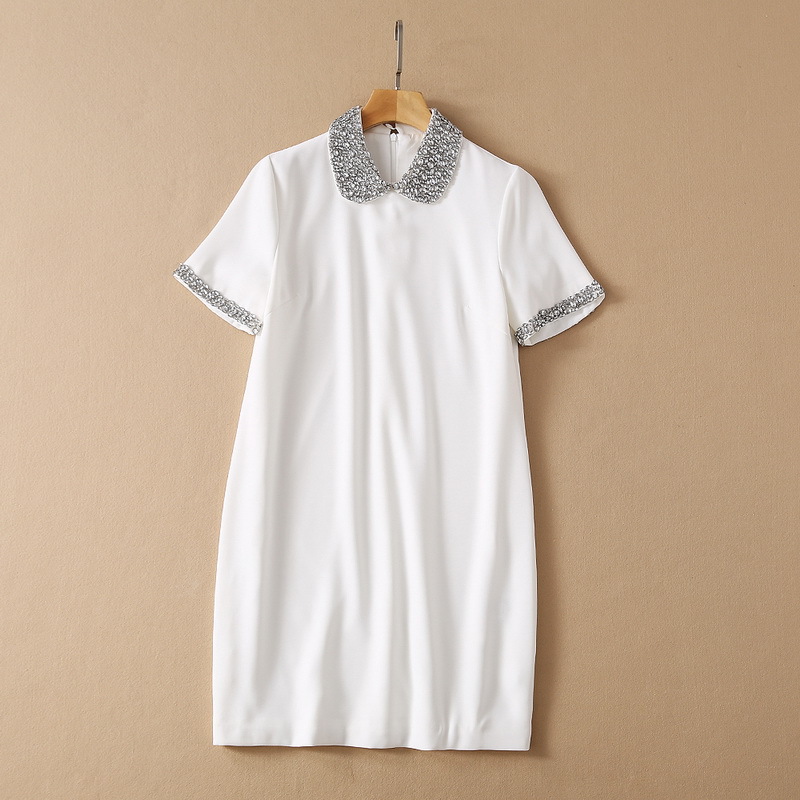 223 2021 Runway Dress Spring Summer Dress Lapel Neck Short Sleeve Beads Brand Same Style Empire Womens Dress Fashion High Quality SH, Black
223 2021 Runway Dress Spring Summer Dress Lapel Neck Short Sleeve Beads Brand Same Style Empire Womens Dress Fashion High Quality SH, Black