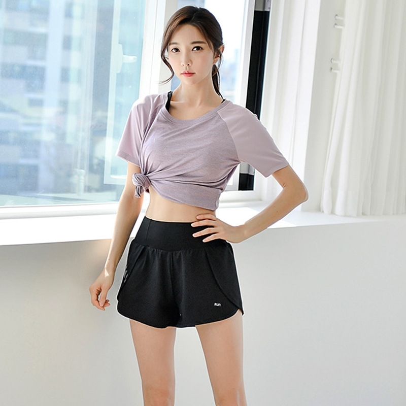 Yoga Pants, leggings, high waist printed shorts, women's new fast dry and fake two pieces of anti light running fitness pants