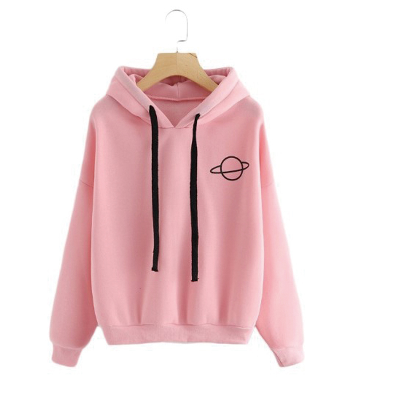 QRWR Autumn Women Sweatshirt Fashion Love Heart Finger Printed Casual Long Sleeve Hoodies Loose Solid Color Sweatshirt 201204