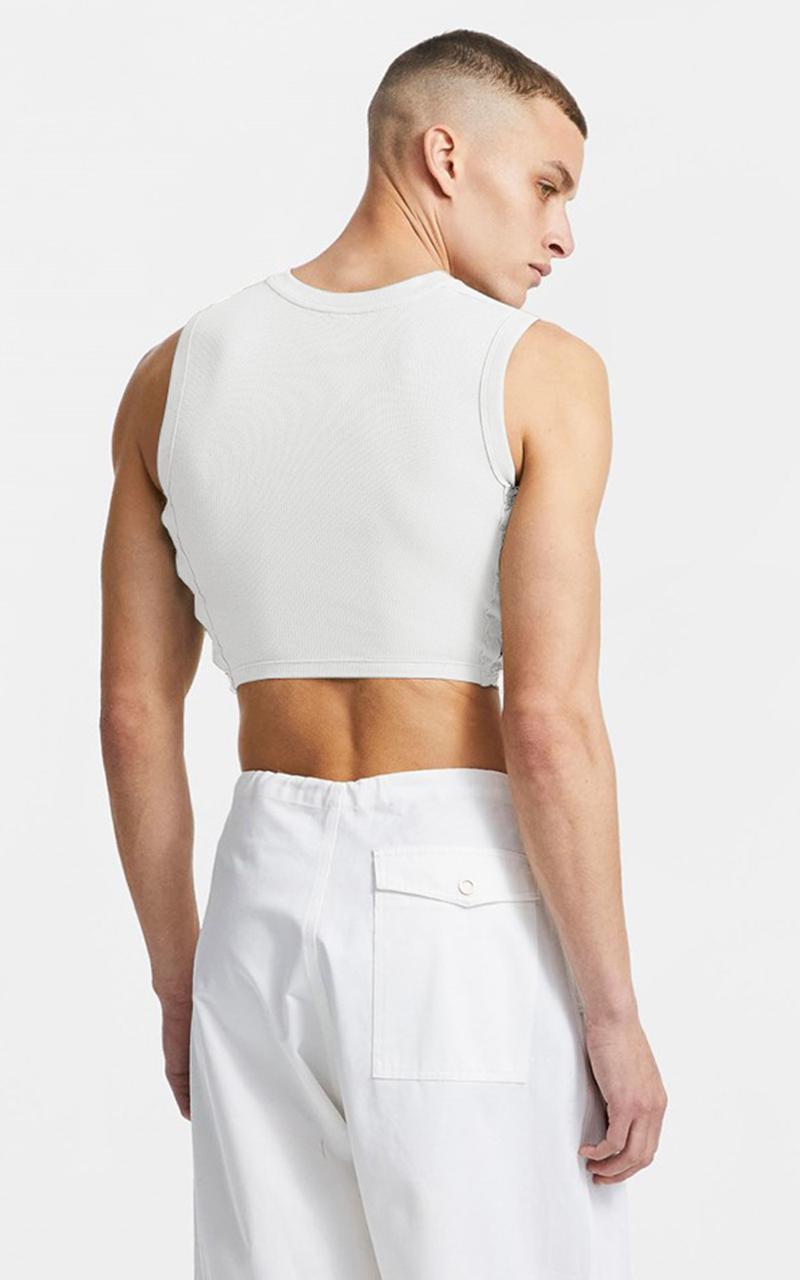 Men's Tank Tops Men Top Slim Fit Casual Ribbed Sleeveless T-Shirt Beach Solid Color Splicing Fishnet Drop