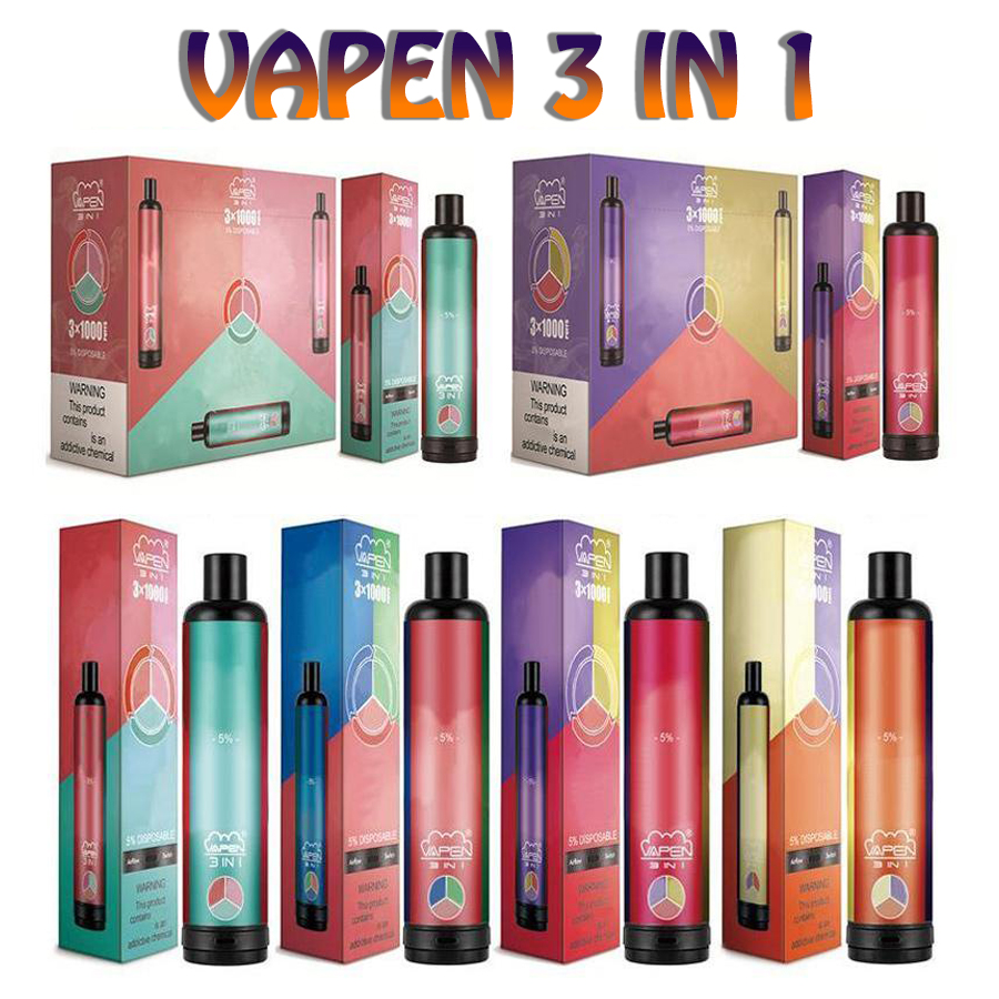 Original VAPEN 3000Puffs e Cigarettes 3IN1 Kits Disposable Vape Pen 3 in 1 Vaporizer 1400mAh Battery PreFilled 3*3.2ml 3*1000PUFFs Airflow System Portable Device Kit
Original VAPEN 3000Puffs e Cigarettes 3IN1 Kits Disposable Vape Pen 3 in 1 Vaporizer 1400mAh Battery PreFilled 3*3.2ml 3*1000PUFFs Airflow System Portable Device Kit