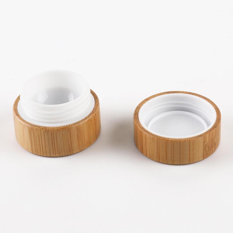 5ml 10ml 30ml Natural Bamboo Refillable Bottle Cosmetics Jar Box Makeup Cream Storage Pot Container Round Bottle Portable
