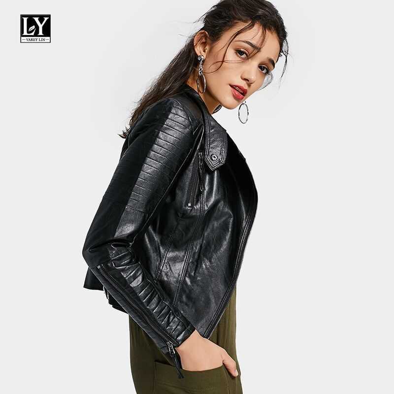 LY VAREY LIN Spring Leather Jacket Women Slim Pu Motorcycle Faux Soft Zipper Lady Short Balck Punk Outwear 210526
