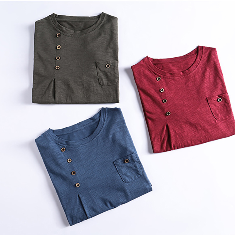 shintimes Bamboo Tshirt Women Button Pockets Female T-Shirt Cotton Autumn Long Sleeve Loose Woman Clothes Tee Shirt Femme 210310