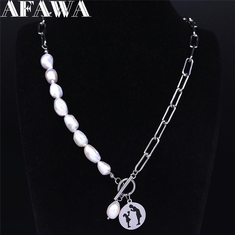 Pendant Necklaces 2021 Mother Daughter Stainless Steel Freshwater Pearls Round Necklace Jewelry Acero Inoxidable Joyeria N3720S02, Silver
Pendant Necklaces 2021 Mother Daughter Stainless Steel Freshwater Pearls Round Necklace Jewelry Acero Inoxidable Joyeria N3720S02, Silver