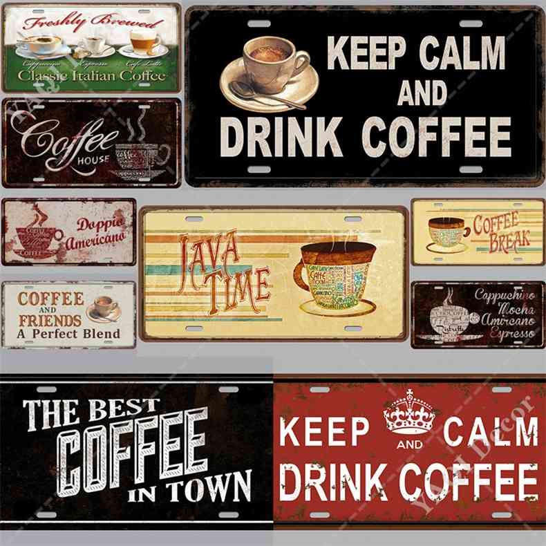 

Coffee Shop Garage USA Vintage Metal Painting Sign Plate Tin Bar Signs Car Number License Plaque Home Decor Wall Decora
