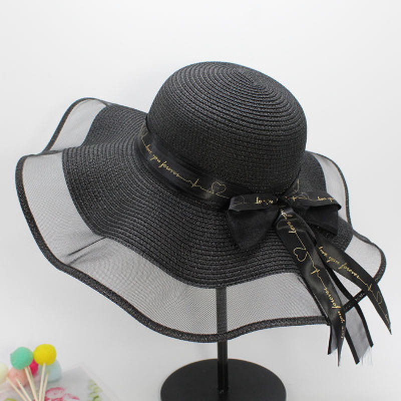 2021 New Women Summer Spring Outdoor Beach Protective Big Brim Straw Net Yarn Ribbon Bowknot Elegant Solid Luxury Sun Hats Nqn3, Grey 
2021 New Women Summer Spring Outdoor Beach Protective Big Brim Straw Net Yarn Ribbon Bowknot Elegant Solid Luxury Sun Hats Nqn3, Grey
