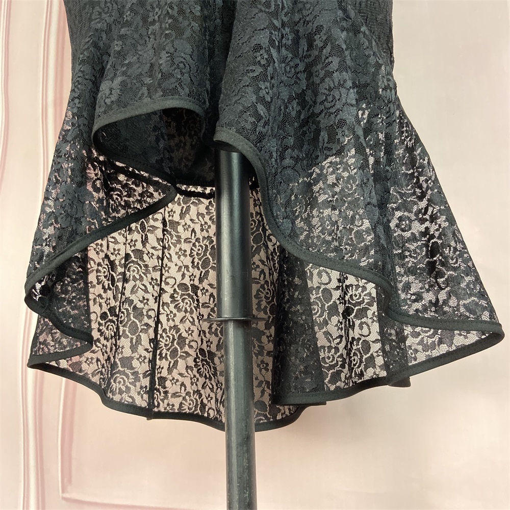 Sexy Black Lace Gothic Skirts Woman Empire Waist Elastic Retro Pencil Asymmetrical XXL XL Plus Size Jupe Women's Fashion 2021 210309