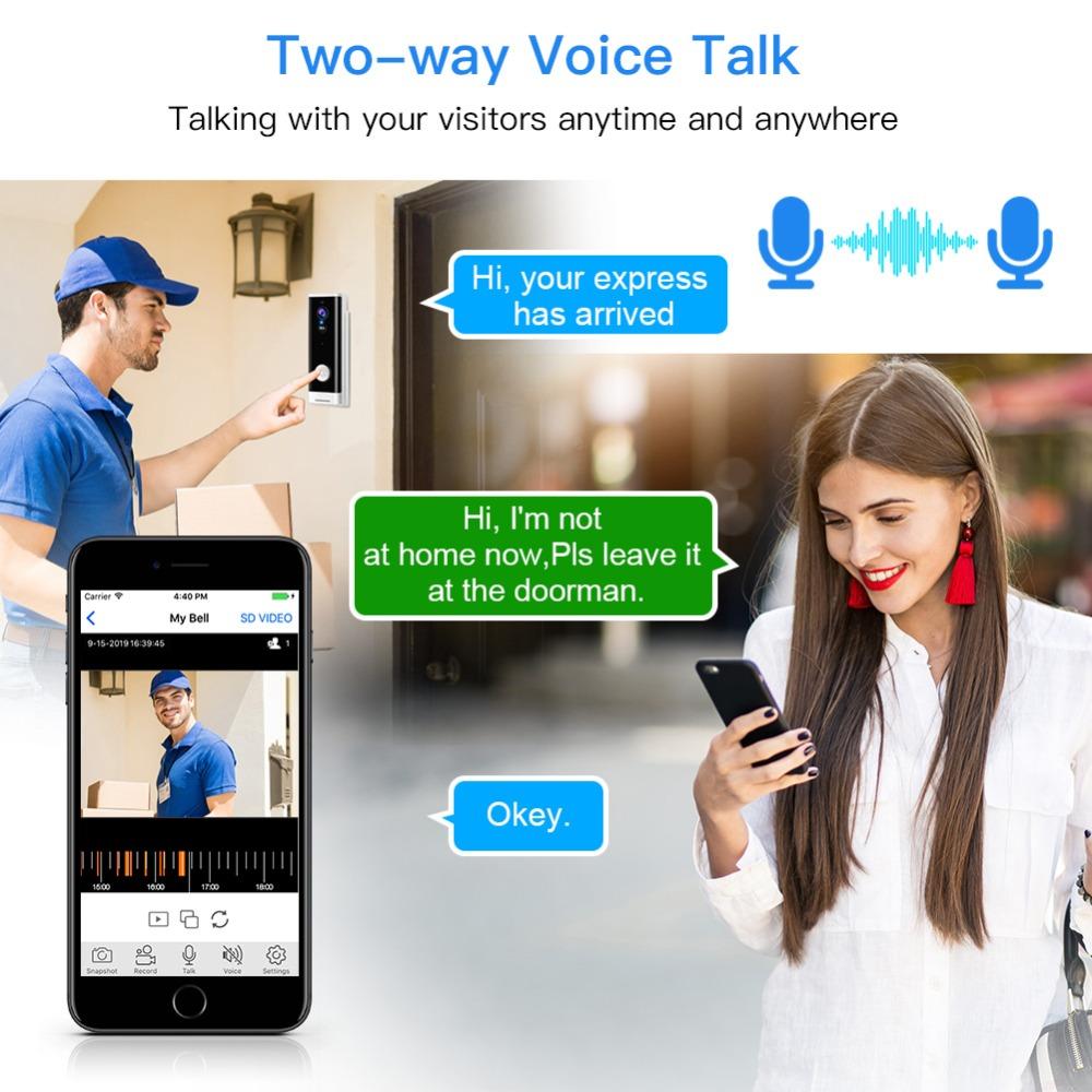 Tuya Smart Life WiFi Video Doorbell Waterproof Wireless Camera Night Vision APP Control Call Intercom Video-Eye Apartments Door Bell Ring For Phone Ho