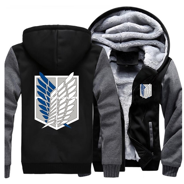 Attack On Titan Winter Coat Cosplay Scout Legion Jackets Sweatshirt Japan Anime Fleece Hooded Tracksuit Thick Harajuku Coats G0909