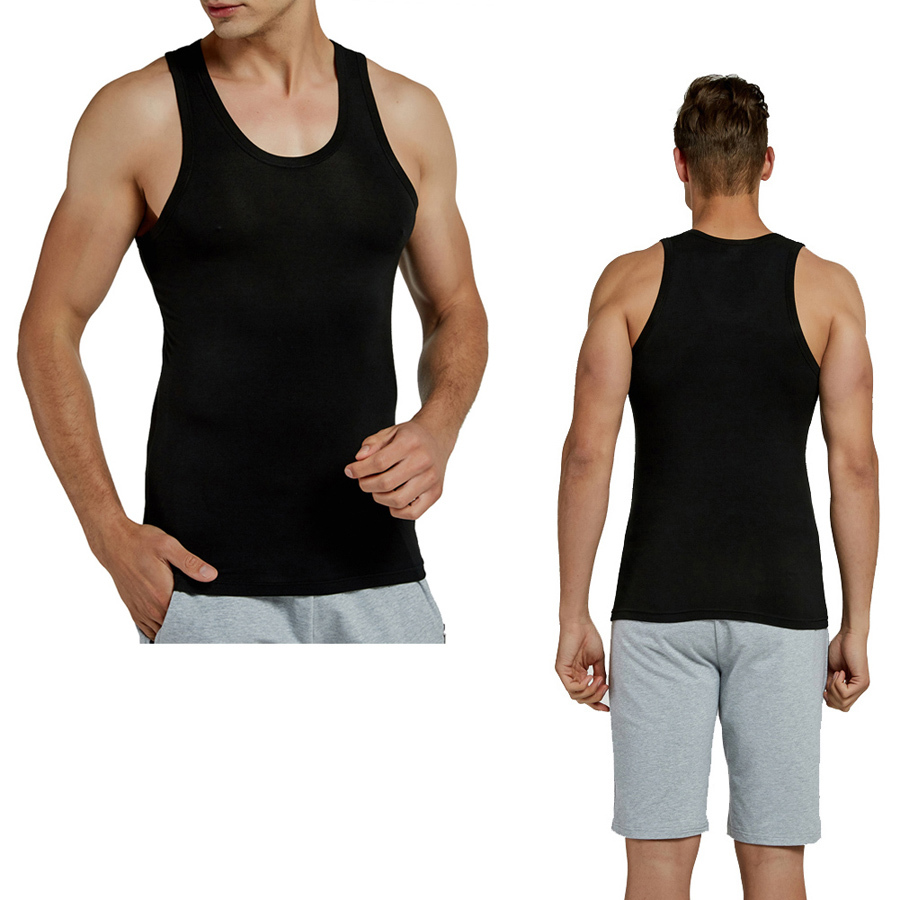 2 Pcs/Lot Tank Tops Men Fitness Cool Summer Gym Modal full stretch Vest Male Sleeveless Tops Slim Casual Undershirt (2-pack) 210308