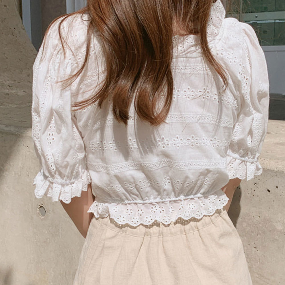 2021 New Embroidery Hollow Out Cropped Women Elegant Lace Blouse Korean Chic Ruffles Tops Casual White Drawstring Shirt Cyf1, As photo
2021 New Embroidery Hollow Out Cropped Women Elegant Lace Blouse Korean Chic Ruffles Tops Casual White Drawstring Shirt Cyf1, As photo