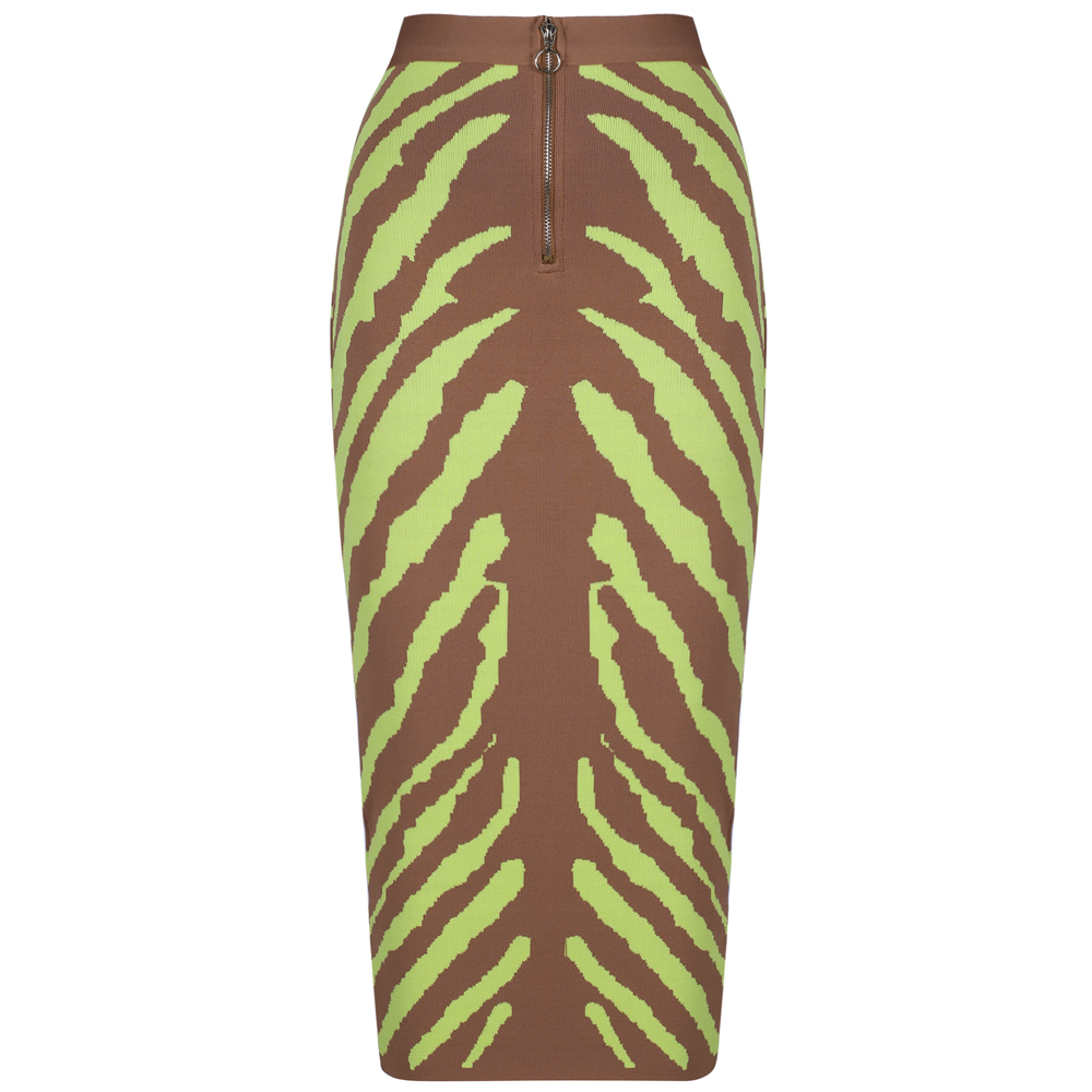 Ocstrade Arrival Fashion Long Bandage Skirt Women Lime Zebra Print Bodycon Bandage Skirt Midi Club Party Skirt 210306