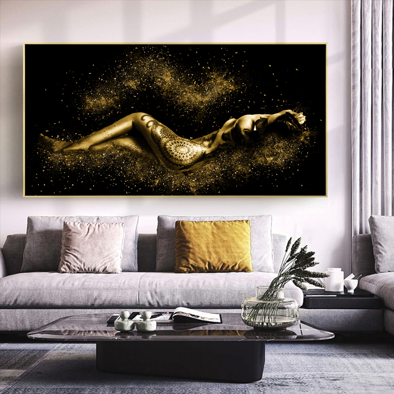 Abstract Sexy Gold Woman Body Pictures Canvas Painting Wall Art For Living Room Home Decoration Posters And Prints