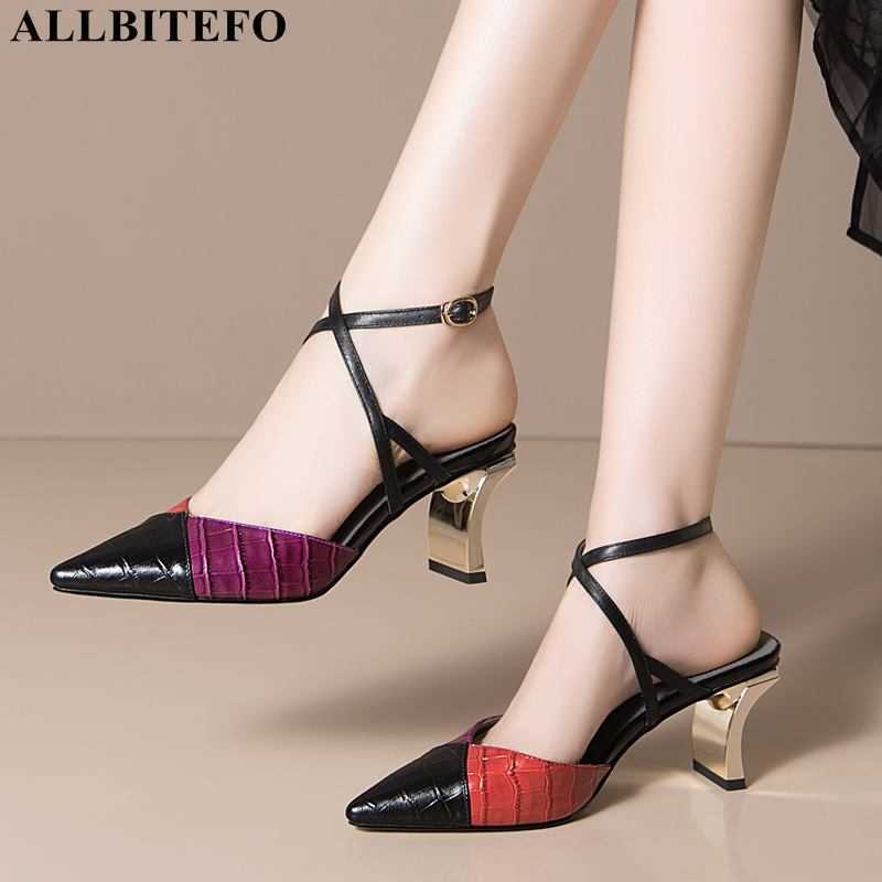 ALLBITEFO genuine leather sexy high heels ankle-strap party women shoes summer sandals heel 210611, As picture
ALLBITEFO genuine leather sexy high heels ankle-strap party women shoes summer sandals heel 210611, As picture