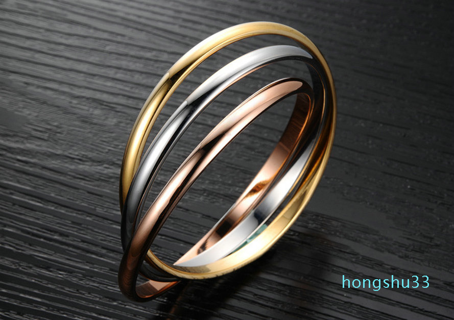 high quality steel love jewelry tricolor ladies bangle bracelet for modern women bracelet gift with velvet bag